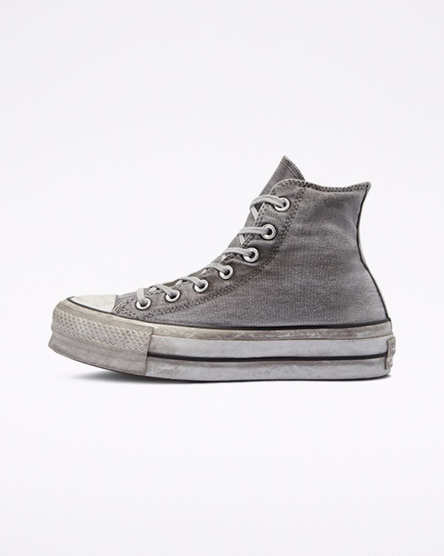 Women's Converse Chuck Taylor All Star Lift Smoked Canvas High Top Platform Shoes Grey / White | AU 1E93CQ